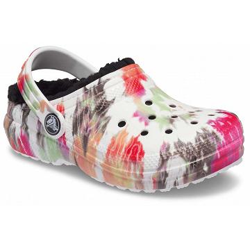 Pantuflas Crocs Classic Forro Tie-Dye Graphic Clog Niño Blancos Multicolor | Mexico 1455NWYB